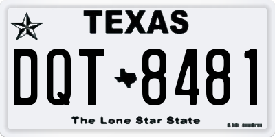 TX license plate DQT8481