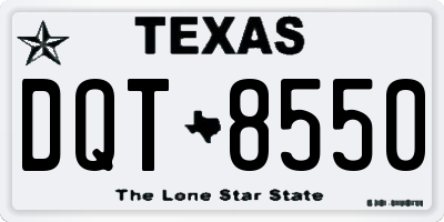 TX license plate DQT8550
