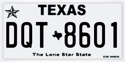 TX license plate DQT8601