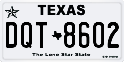 TX license plate DQT8602