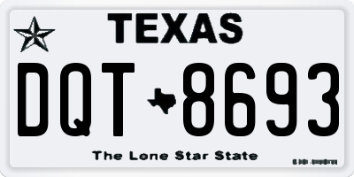 TX license plate DQT8693