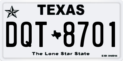 TX license plate DQT8701