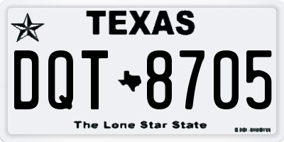 TX license plate DQT8705