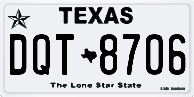 TX license plate DQT8706