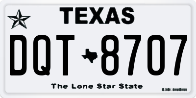 TX license plate DQT8707