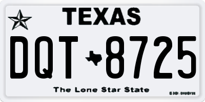 TX license plate DQT8725