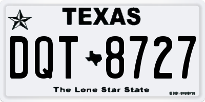 TX license plate DQT8727