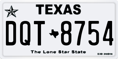 TX license plate DQT8754