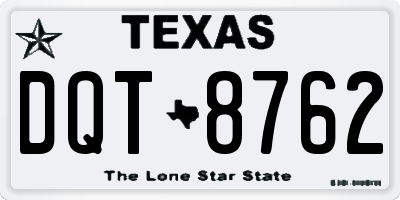 TX license plate DQT8762