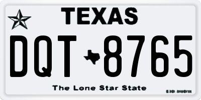 TX license plate DQT8765
