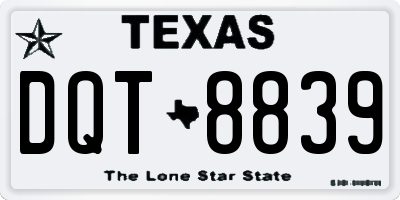 TX license plate DQT8839