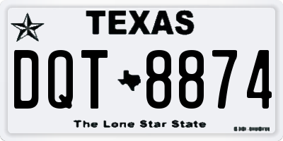 TX license plate DQT8874