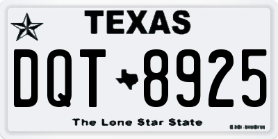 TX license plate DQT8925