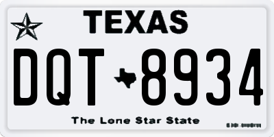TX license plate DQT8934