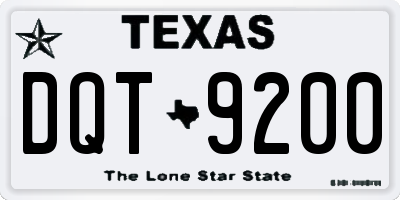 TX license plate DQT9200