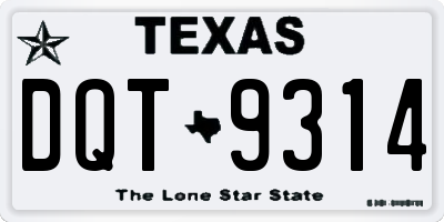 TX license plate DQT9314