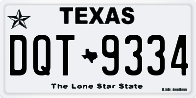 TX license plate DQT9334