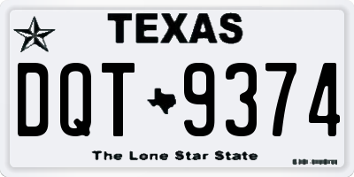 TX license plate DQT9374