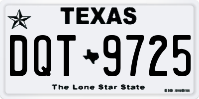 TX license plate DQT9725