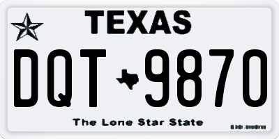 TX license plate DQT9870