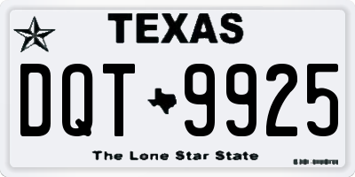 TX license plate DQT9925