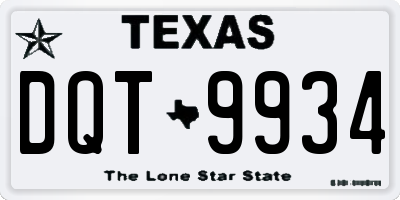 TX license plate DQT9934