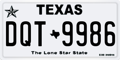 TX license plate DQT9986