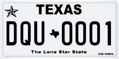 TX license plate DQU0001