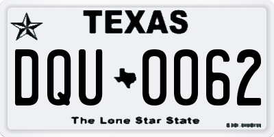 TX license plate DQU0062