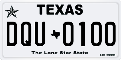 TX license plate DQU0100