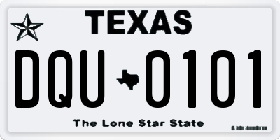 TX license plate DQU0101