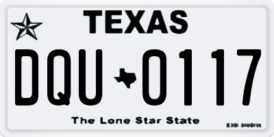 TX license plate DQU0117