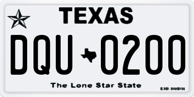 TX license plate DQU0200