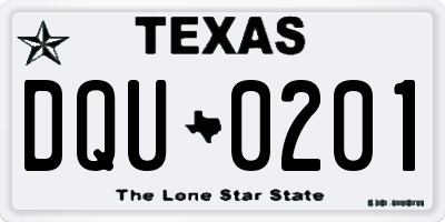 TX license plate DQU0201