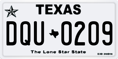 TX license plate DQU0209