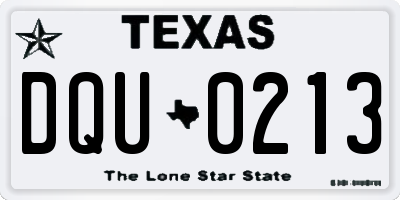 TX license plate DQU0213