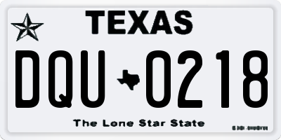 TX license plate DQU0218