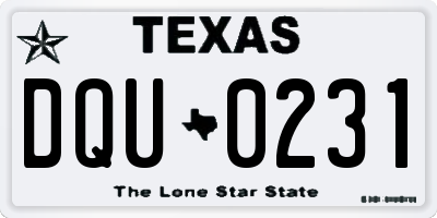 TX license plate DQU0231