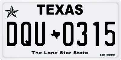 TX license plate DQU0315