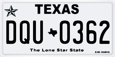 TX license plate DQU0362