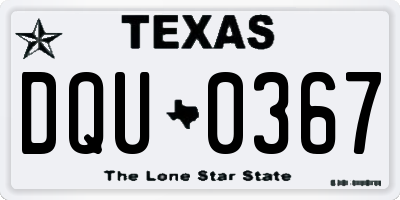 TX license plate DQU0367
