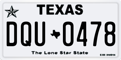 TX license plate DQU0478