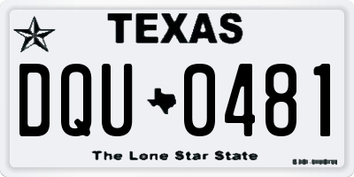 TX license plate DQU0481