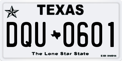 TX license plate DQU0601