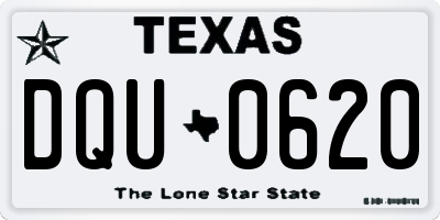 TX license plate DQU0620