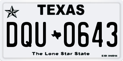 TX license plate DQU0643