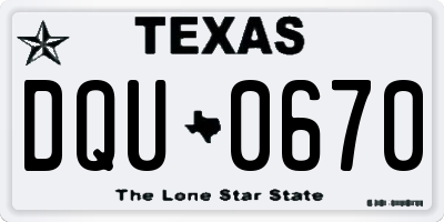 TX license plate DQU0670