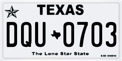 TX license plate DQU0703