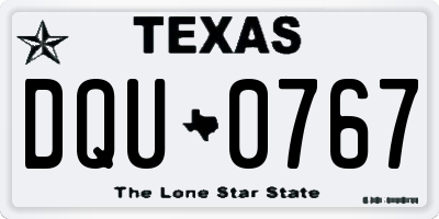 TX license plate DQU0767