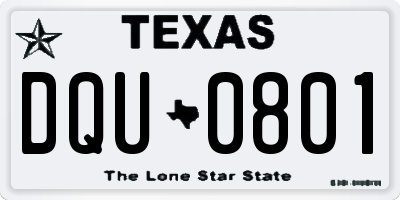 TX license plate DQU0801